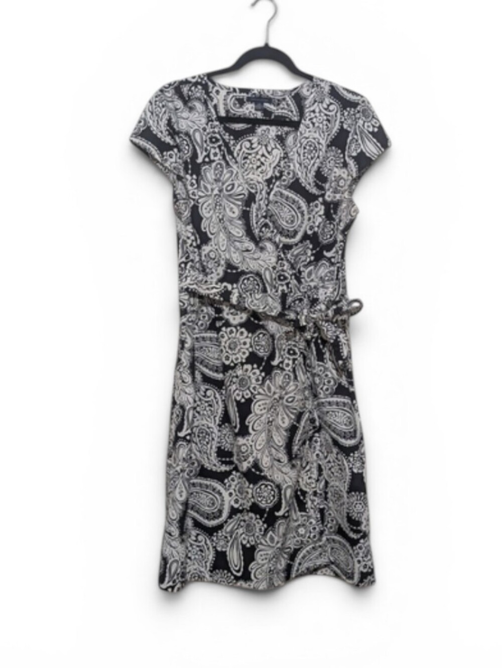 Tommy Hilfiger Black and White Cotton Paisley Midi Dress